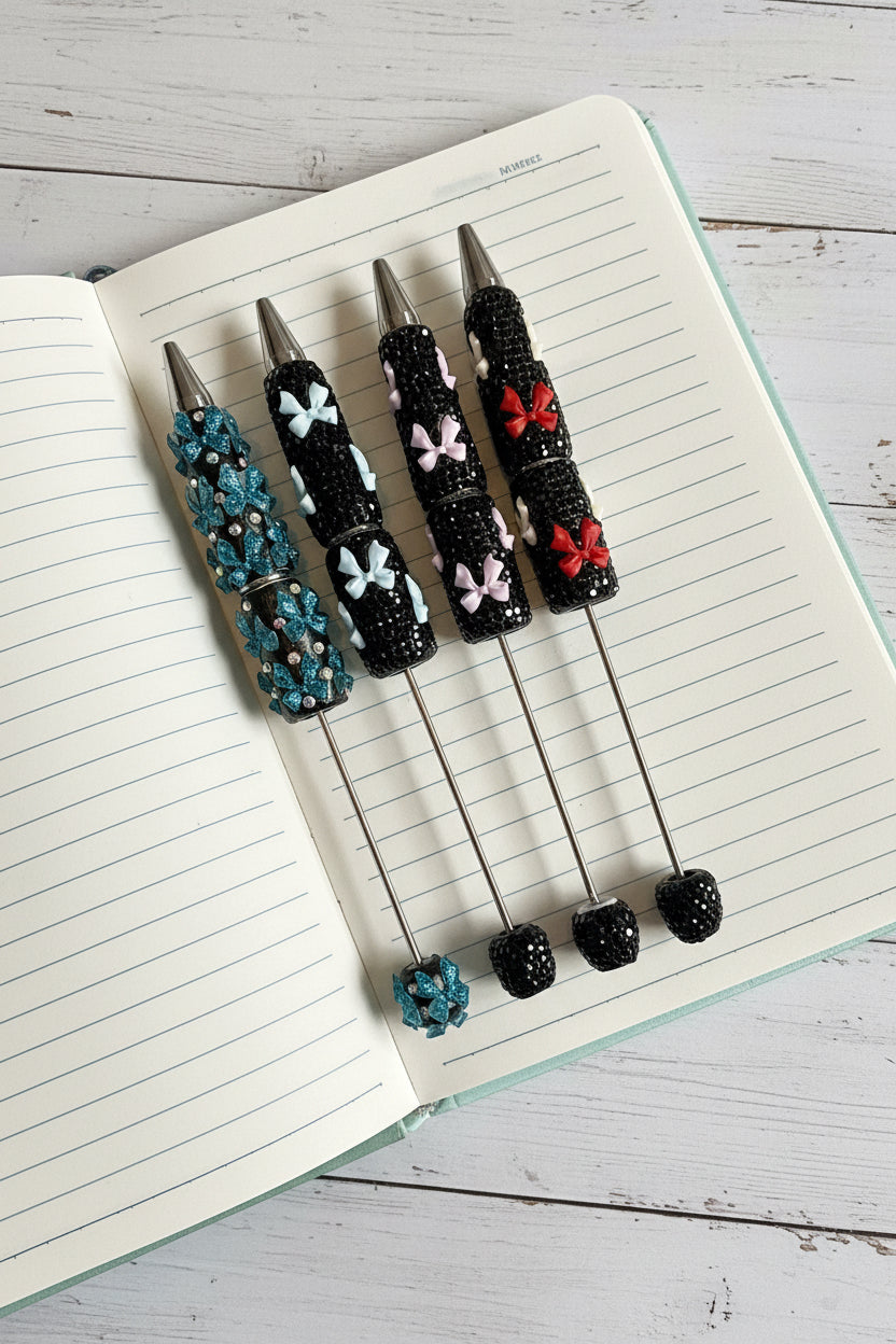 Rhinestone Bow Pens - Various Colours