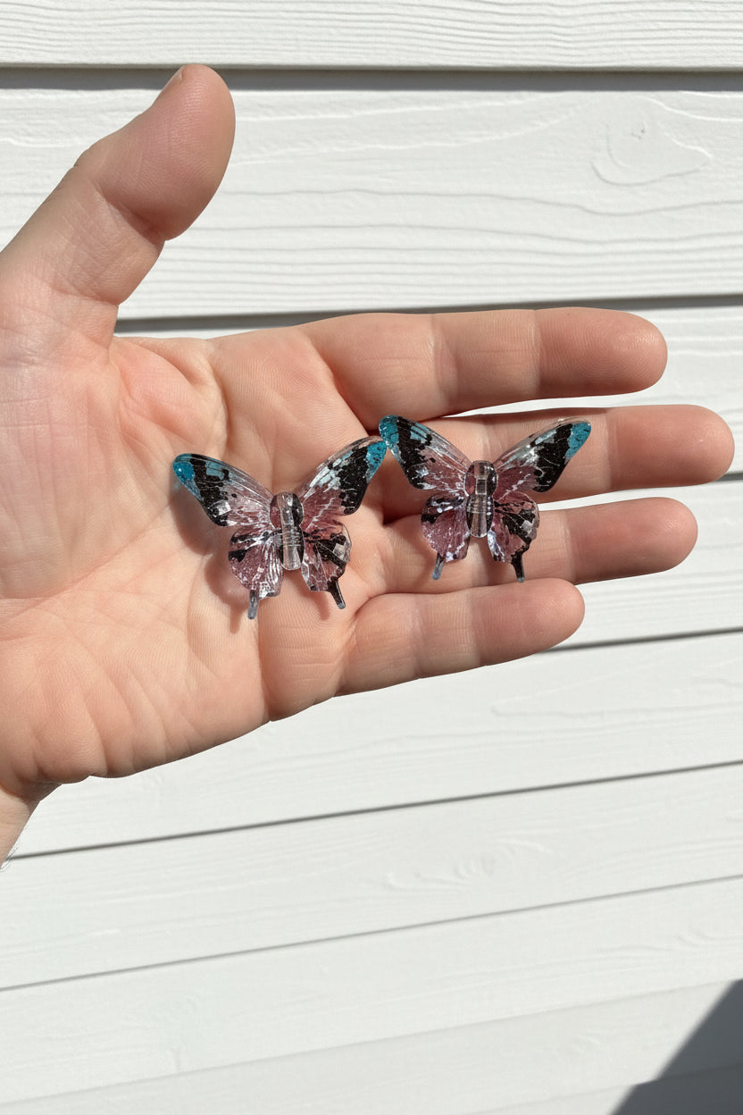 Purple and Blue Acrylic Butterfly Beads - pack of 4