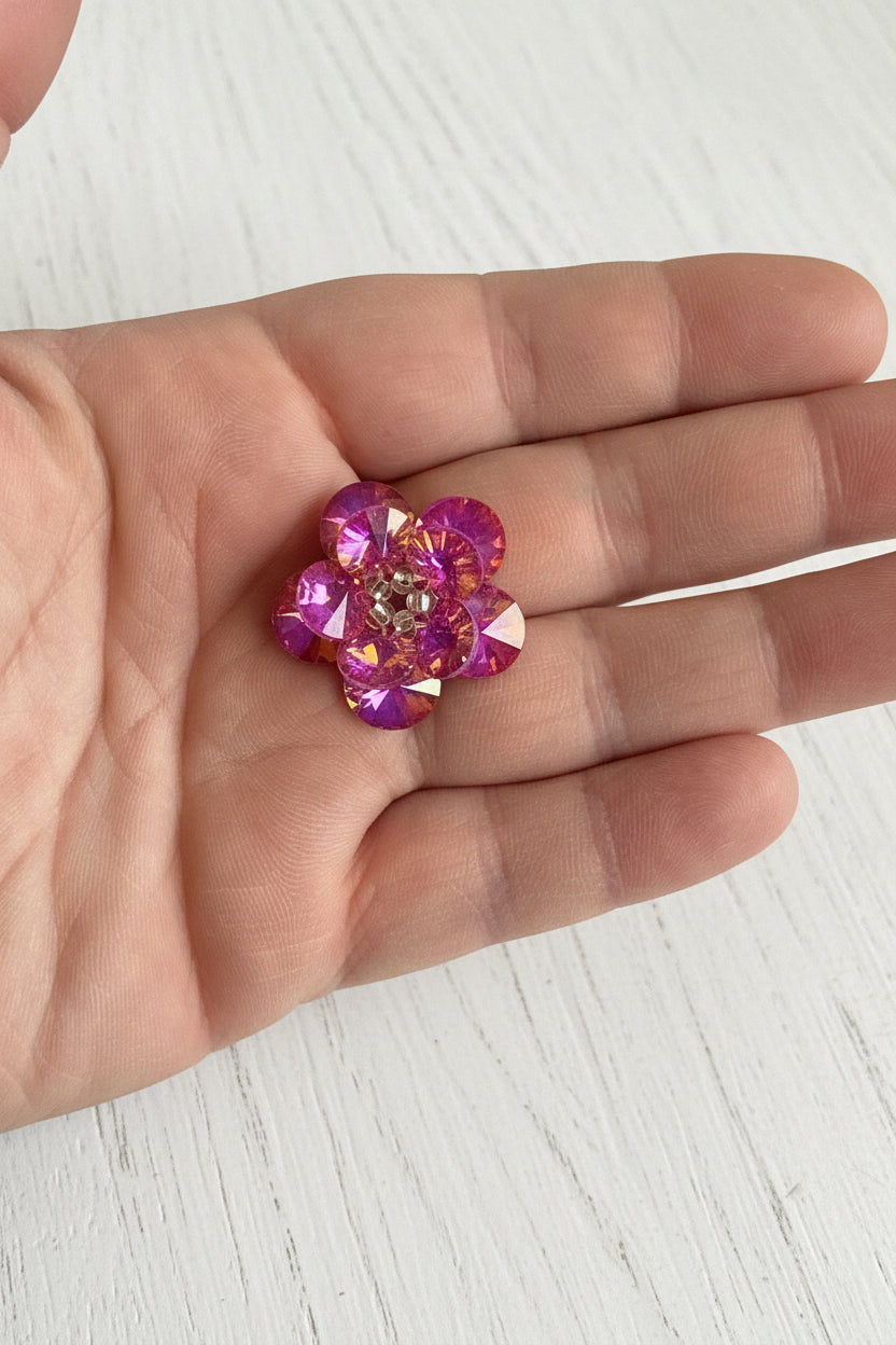 Handmade Glass Flower Beads - Solid Colours