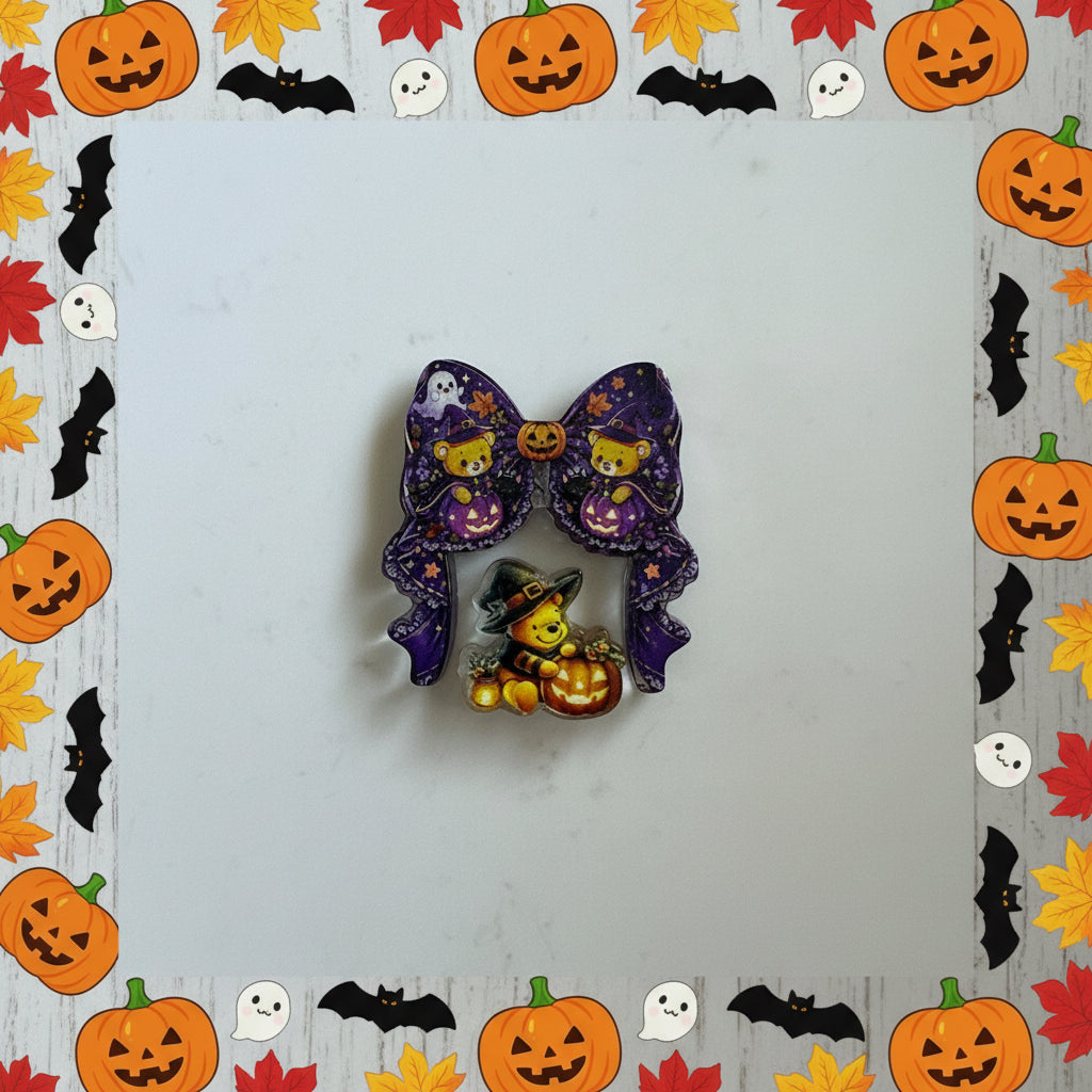 Acrylic Halloween bow set – spooky seasonal craft embellishment for Halloween pens and jewellery making | Kingyscrafts