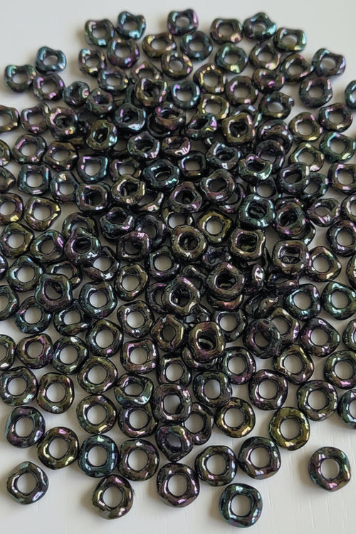 16mm acrylic black oil slick wavy spacer beads pack of 10 for jewellery making - Kingyscrafts