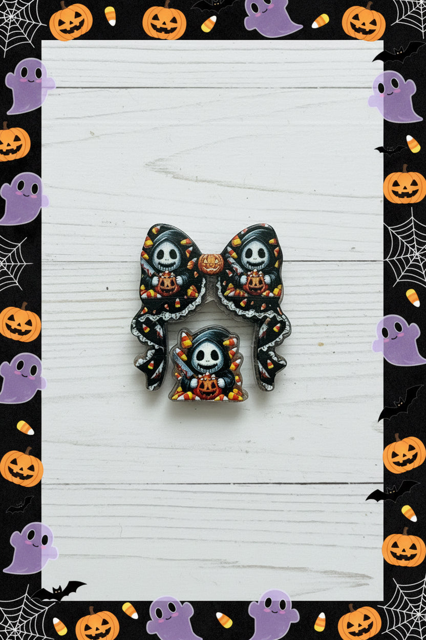 Acrylic Halloween bow set – spooky seasonal craft embellishment for Halloween pens and jewellery making | Kingyscrafts