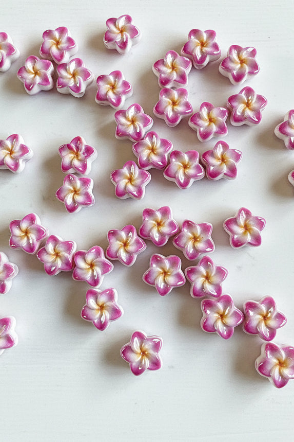 Ceramic feel flower beads for beadable pens and keychains – pack of 10
