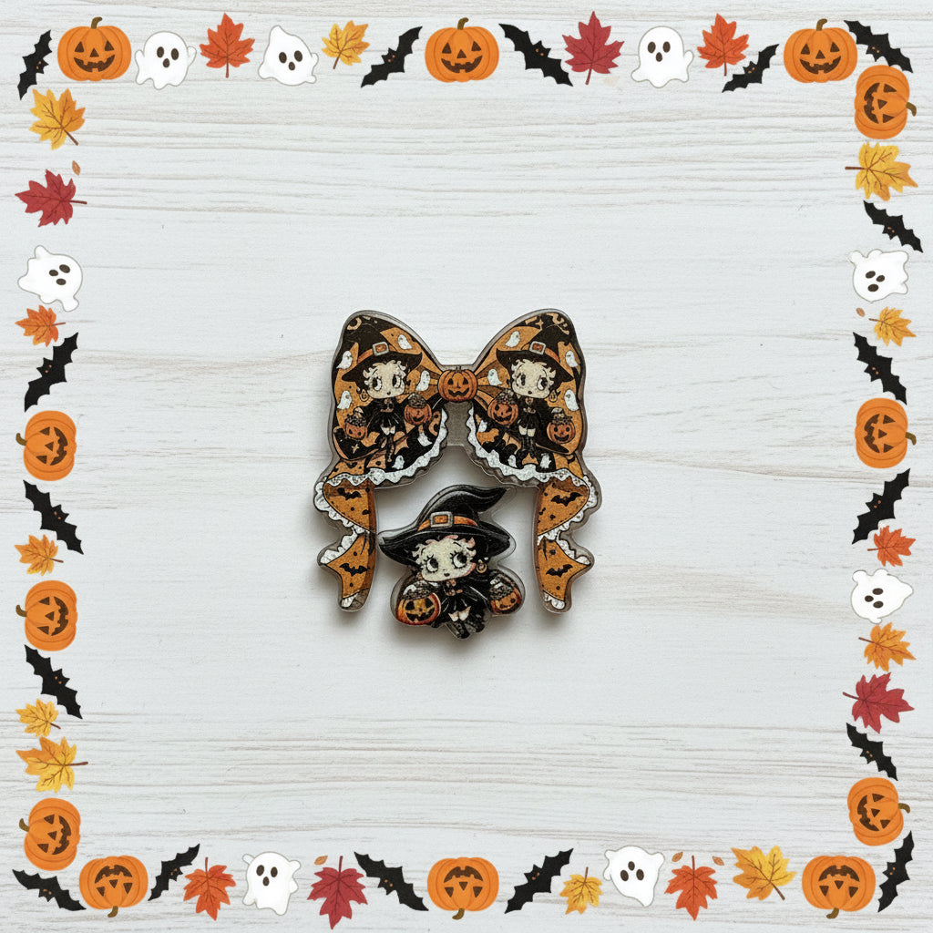 Acrylic Halloween bow set – spooky seasonal craft embellishment for Halloween pens and jewellery making | Kingyscrafts