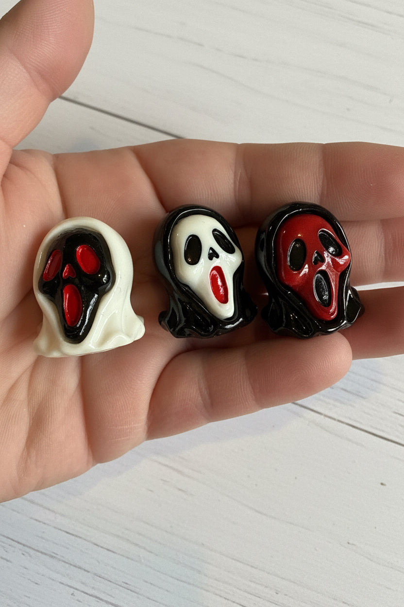 Ghost face resin cabochon horror craft embellishment
