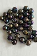16mm resin glitter beads with rhinestones inside for jewellery making, pack of 5