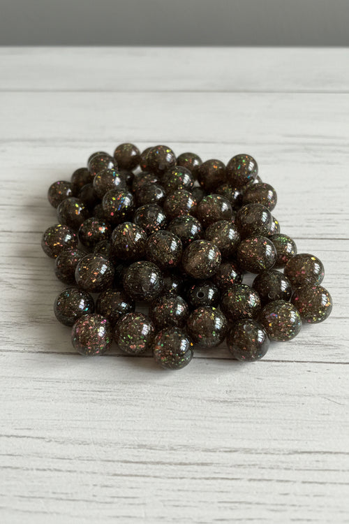 16mm black resin glitter beads pack of 5 – sparkly craft beads for pens and jewellery making | Kingyscrafts