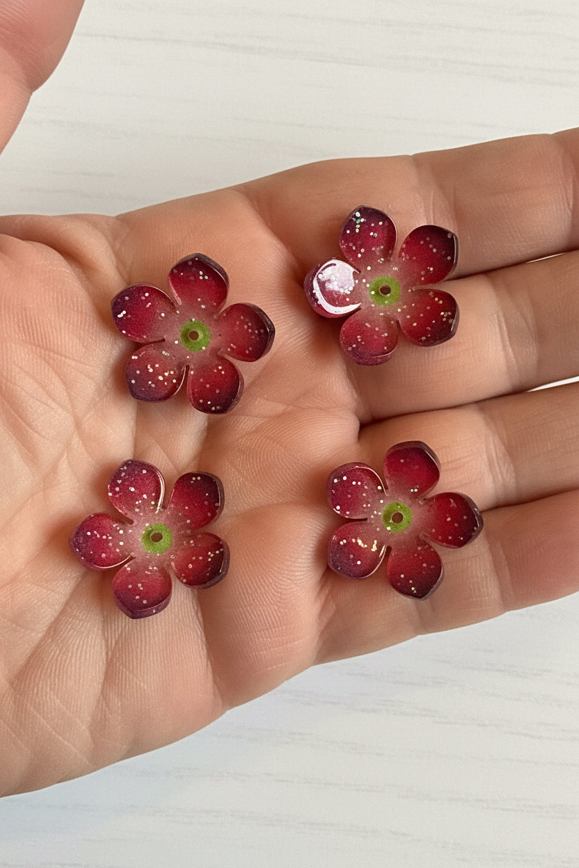 22mm acrylic flowers pack of 10
