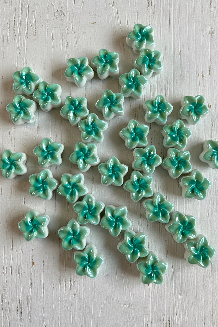 Ceramic feel flower beads for beadable pens and keychains – pack of 10