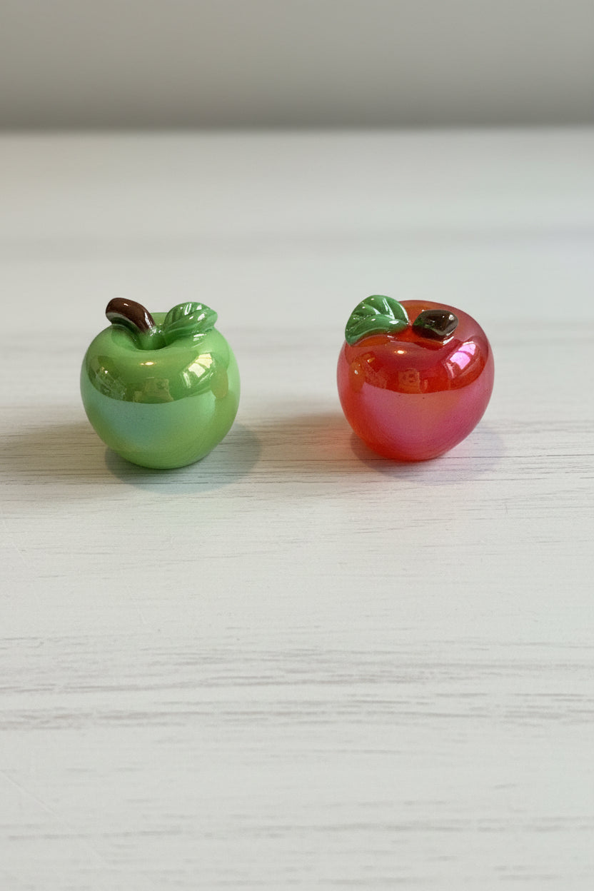 Resin apple shaped beads in green and red for pen making craft