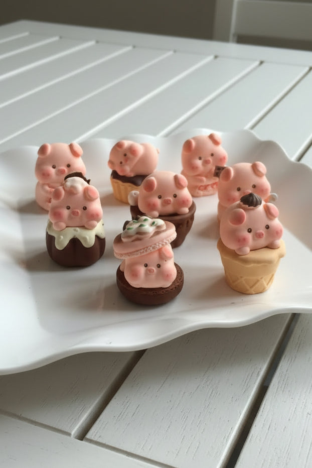Set of cute pig figurines with no hole for craft embellishments - Kingyscrafts