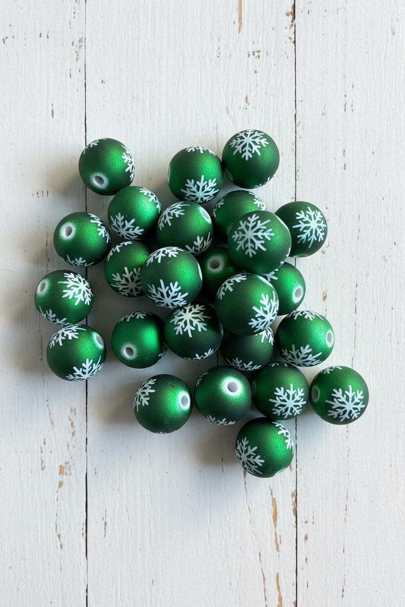 16mm soft metallic look snowflake beads for jewellery making, pack of 10
