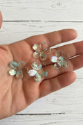 24mm acrylic clear blue flower beads pack of 10
