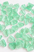 Light green translucent lily pad beads with textured leaf detailing