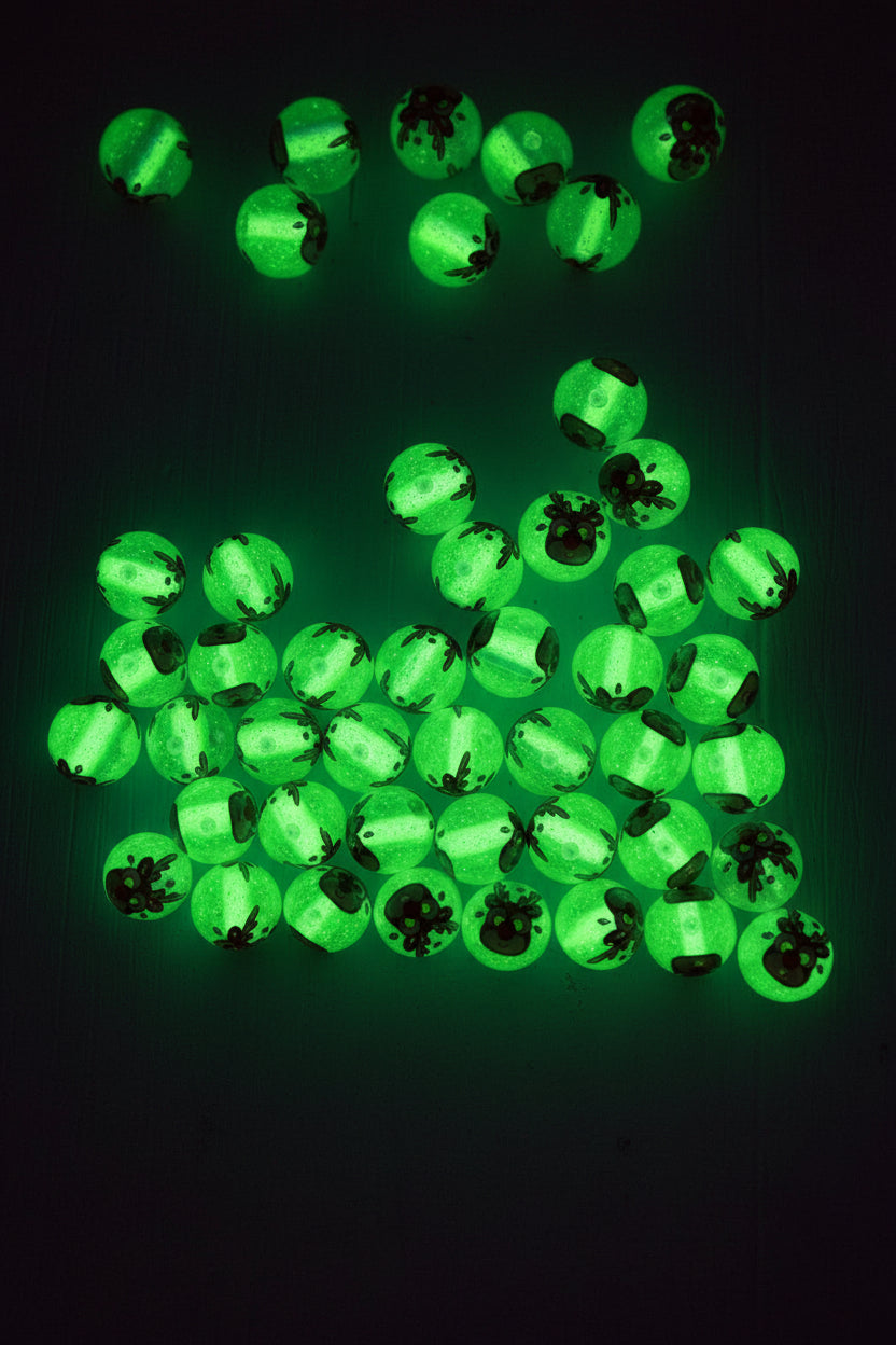 16mm glow in the dark Christmas reindeer beads for festive jewellery making and bead pens