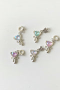 Metal Heart Bow Bail Beads - sold individually