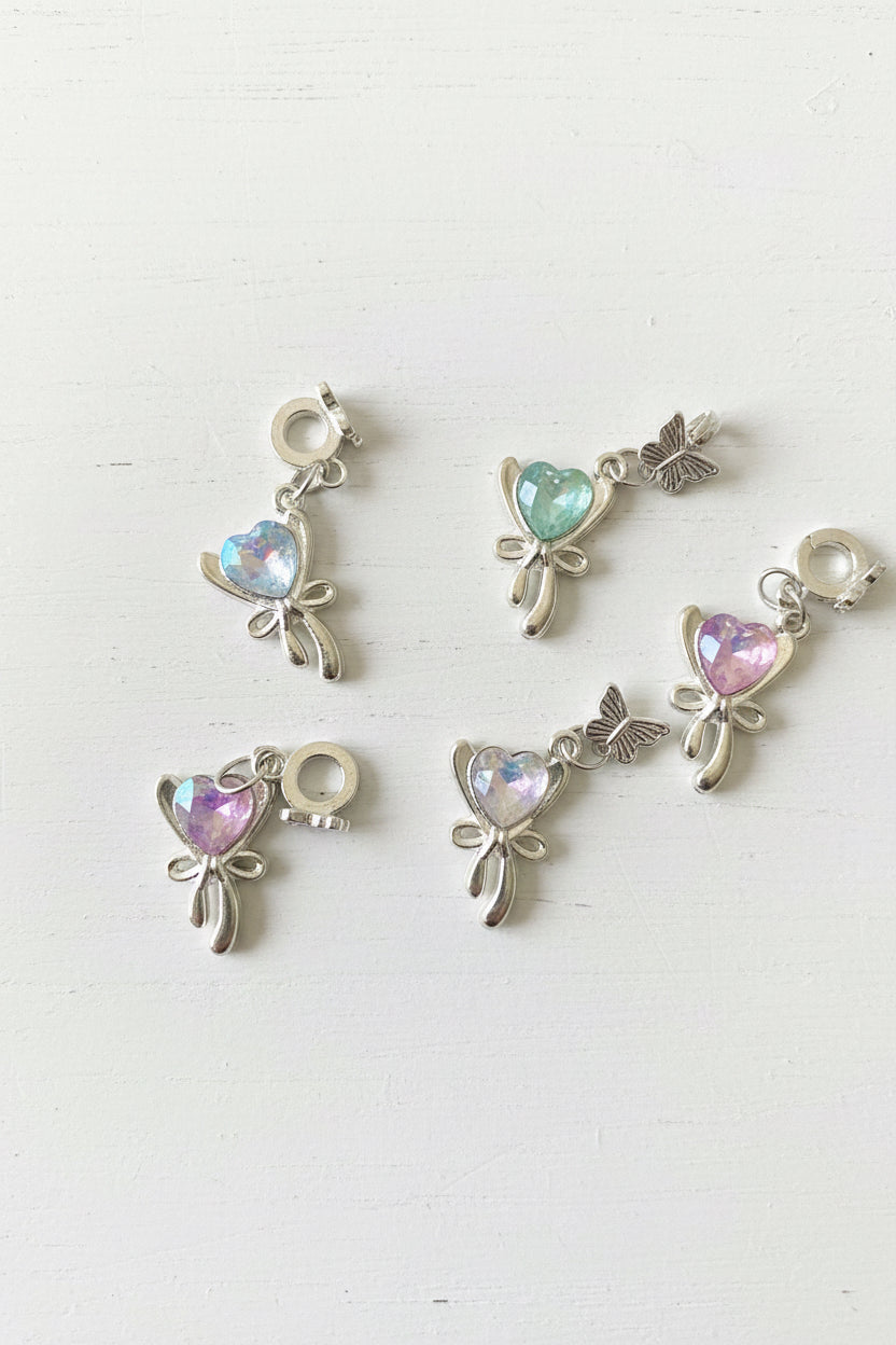 Metal Heart Bow Bail Beads - sold individually