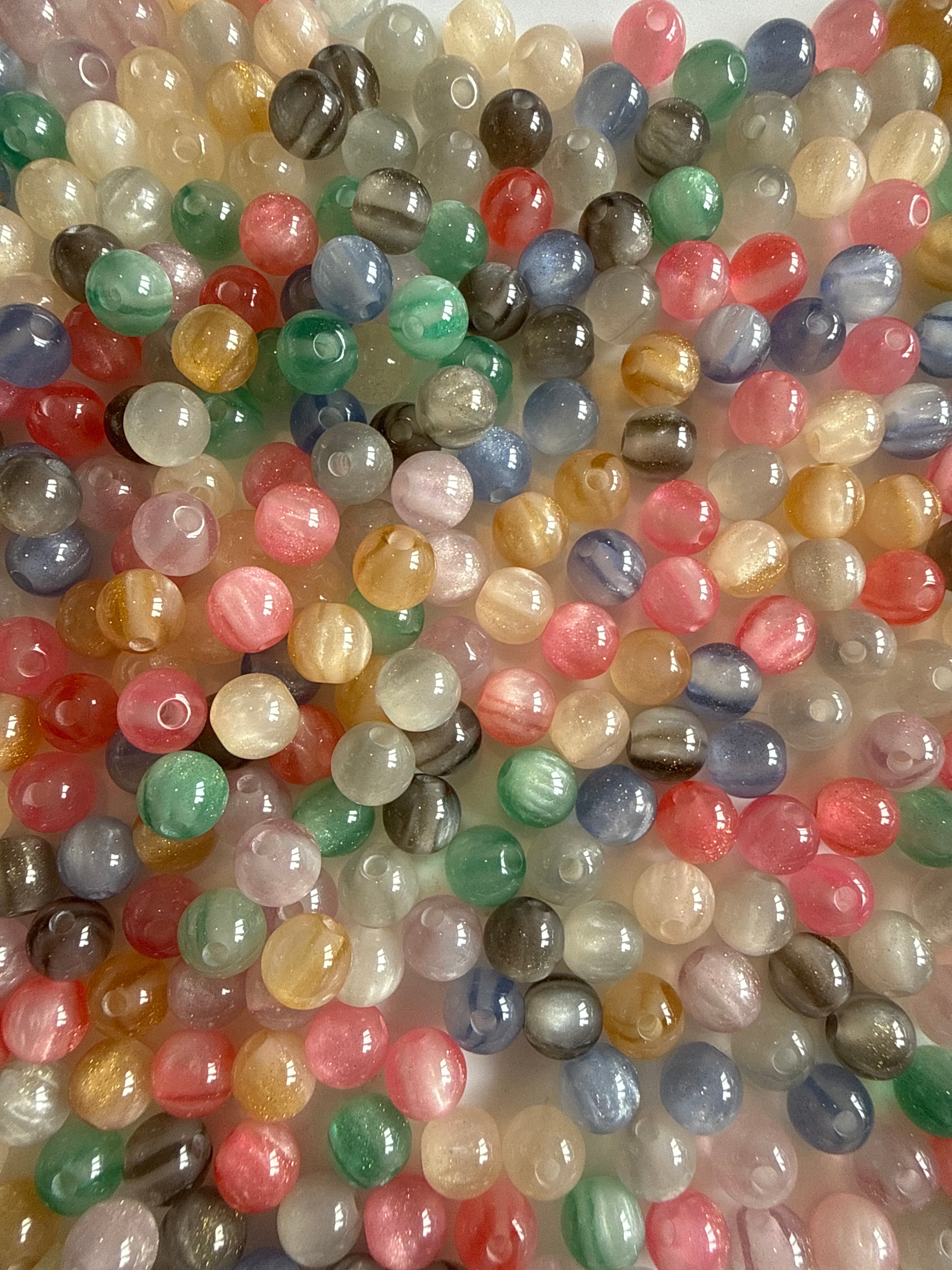 8mm Striped Glitter Beads for Pens - pack of 20