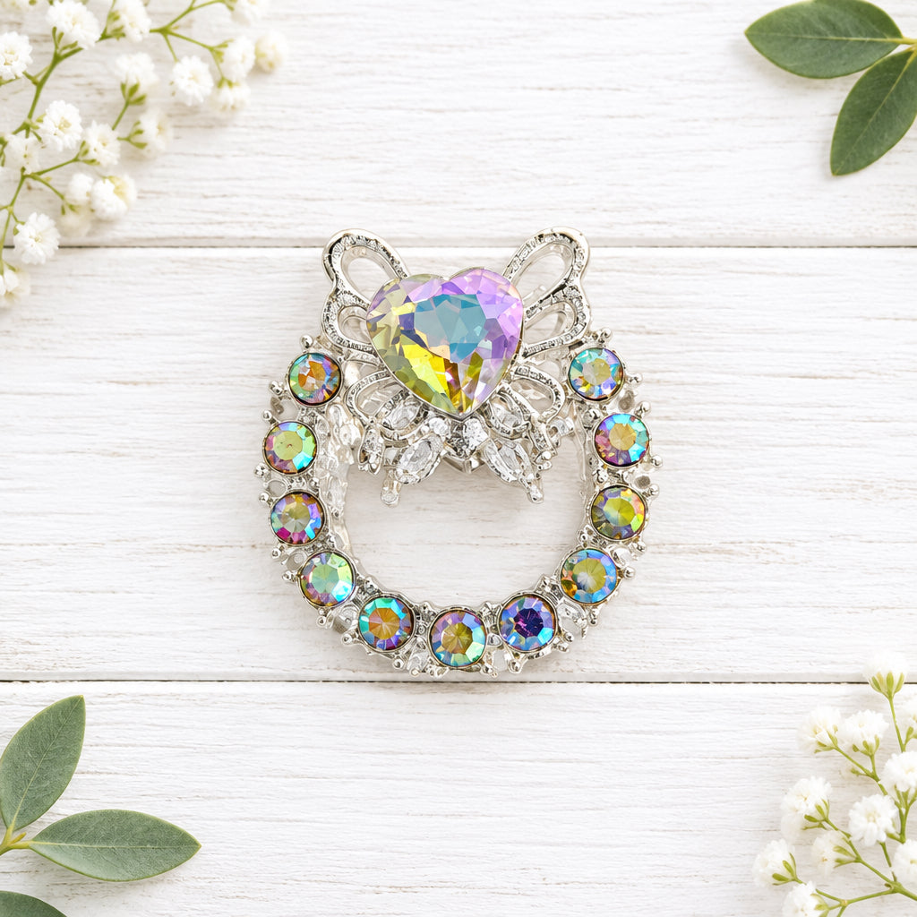 Butterfly heart metal wreath fancy bead, sold individually.
