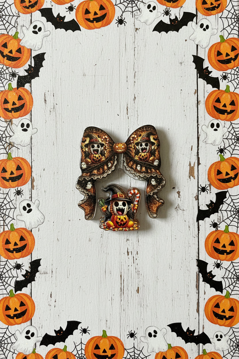 Acrylic Halloween bow set – spooky seasonal craft embellishment for Halloween pens and jewellery making | Kingyscrafts