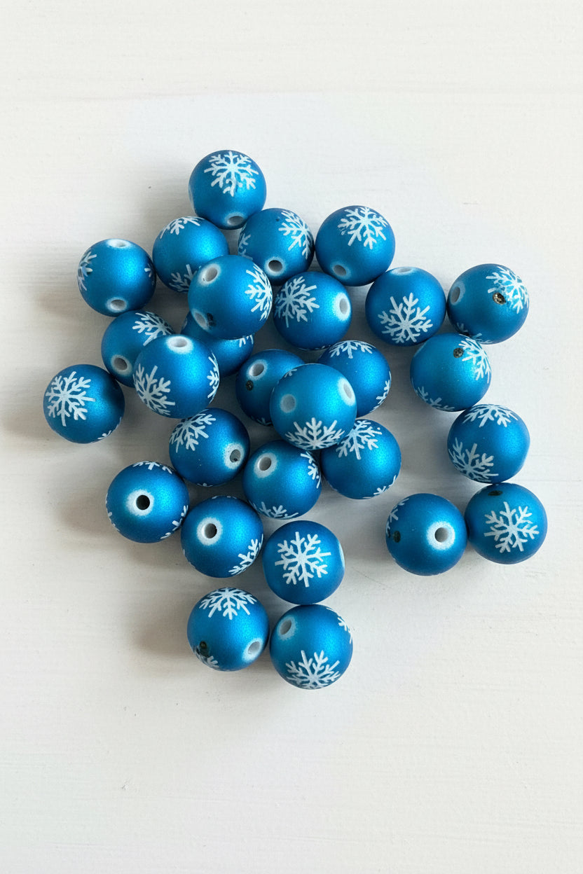 16mm soft metallic look snowflake beads for jewellery making, pack of 10
