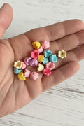 Small acrylic candy coloured bell flower beads in vibrant mix, pack of 20

