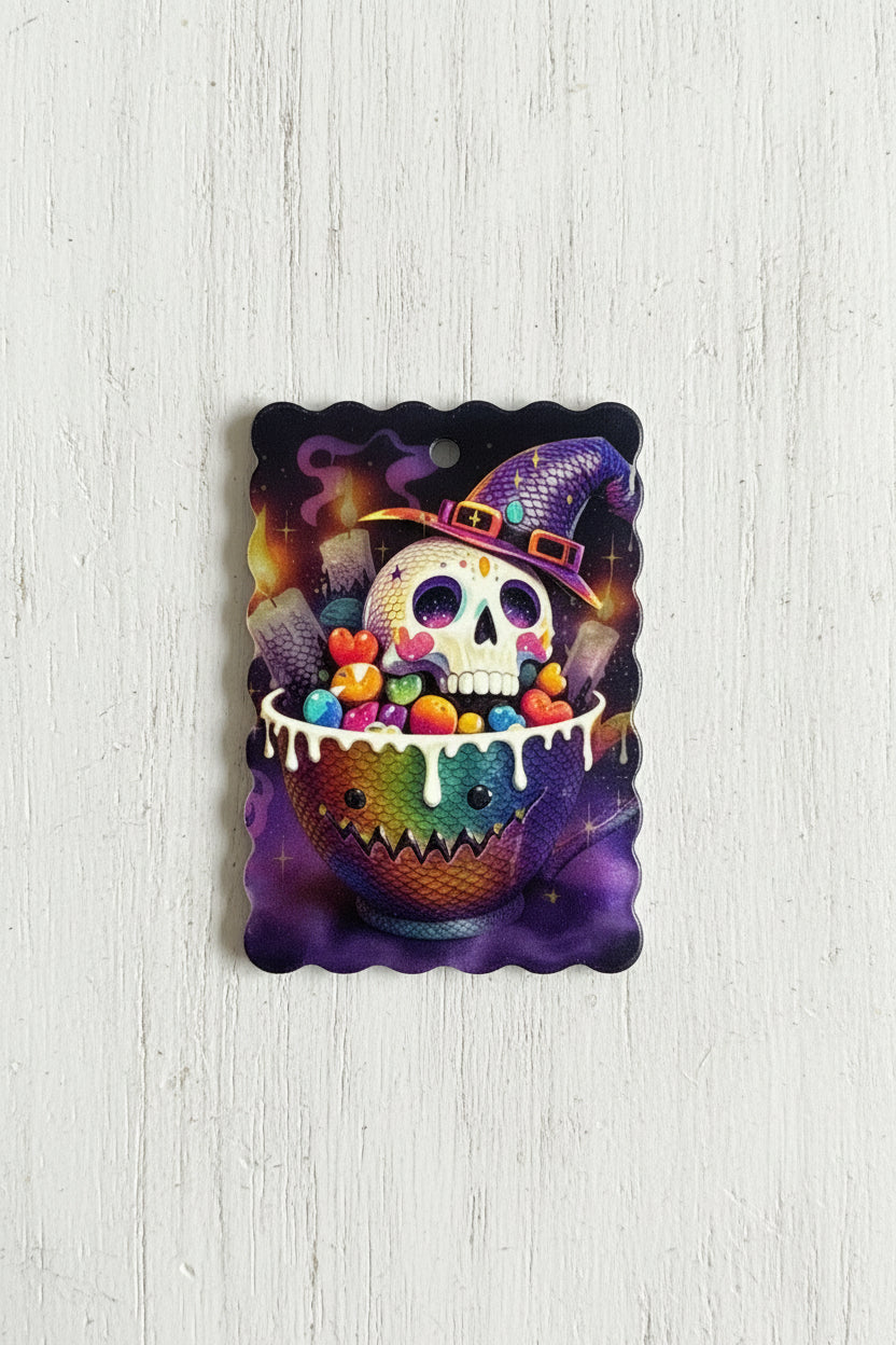 Halloween acrylic tag pendant for keychains in spooky design – sold individually