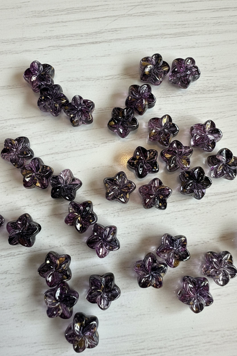 Paint splash acrylic flower beads for beadable pens and keychains – pack of 10