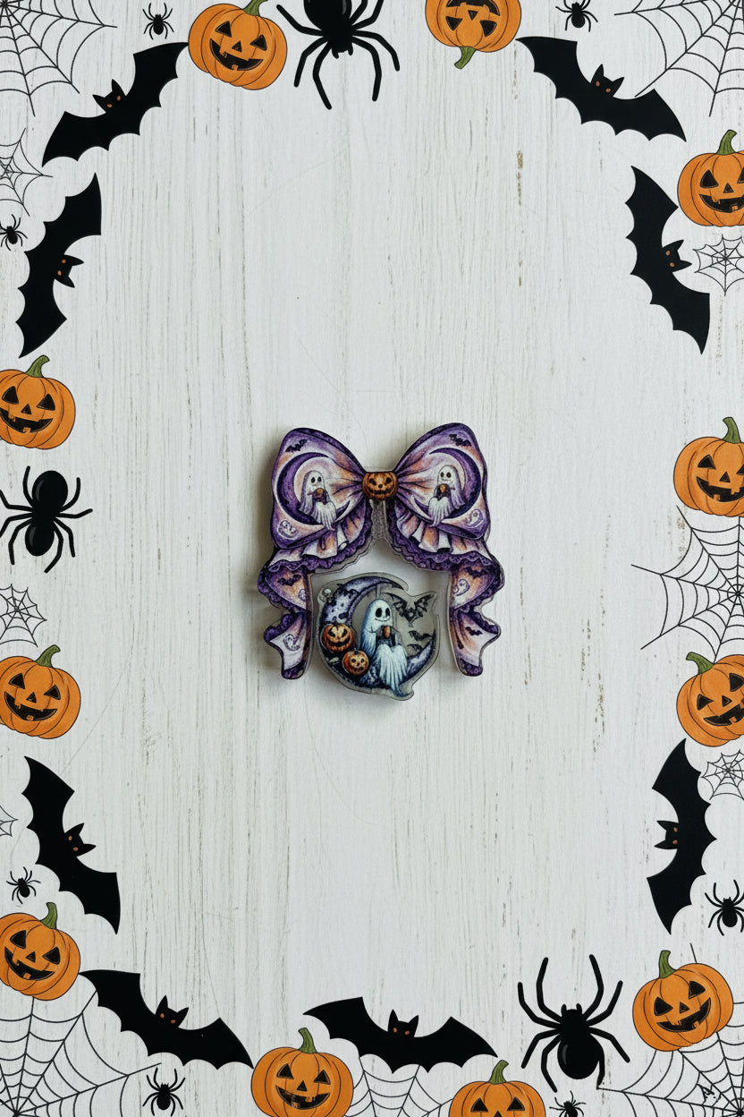 Acrylic Halloween bow set – spooky seasonal craft embellishment for Halloween pens and jewellery making | Kingyscrafts