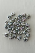 20mm Acrylic Twisted Knot Hearts Rainbow Metallic - pack of 5