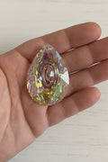 Large oval shaped glass sun catcher pendant for jewellery making and craft projects
