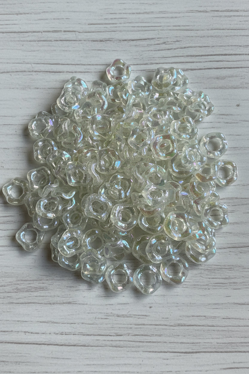 16mm Acrylic Clear Shimmer Wavy Spacers - pack of 10