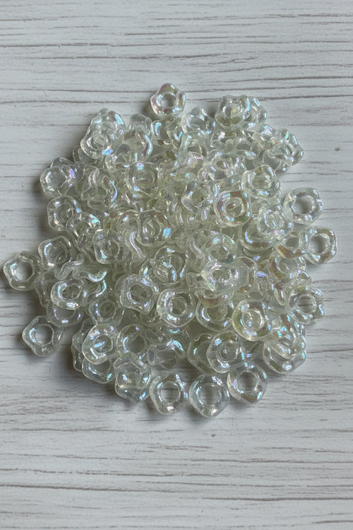 16mm acrylic clear shimmer wavy spacer beads pack of 10 for jewellery making - Kingyscrafts