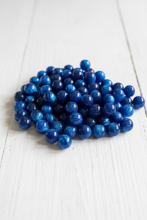 16mm blue galaxy beads pack of 5 – cosmic craft beads for pens and jewellery making | Kingyscrafts