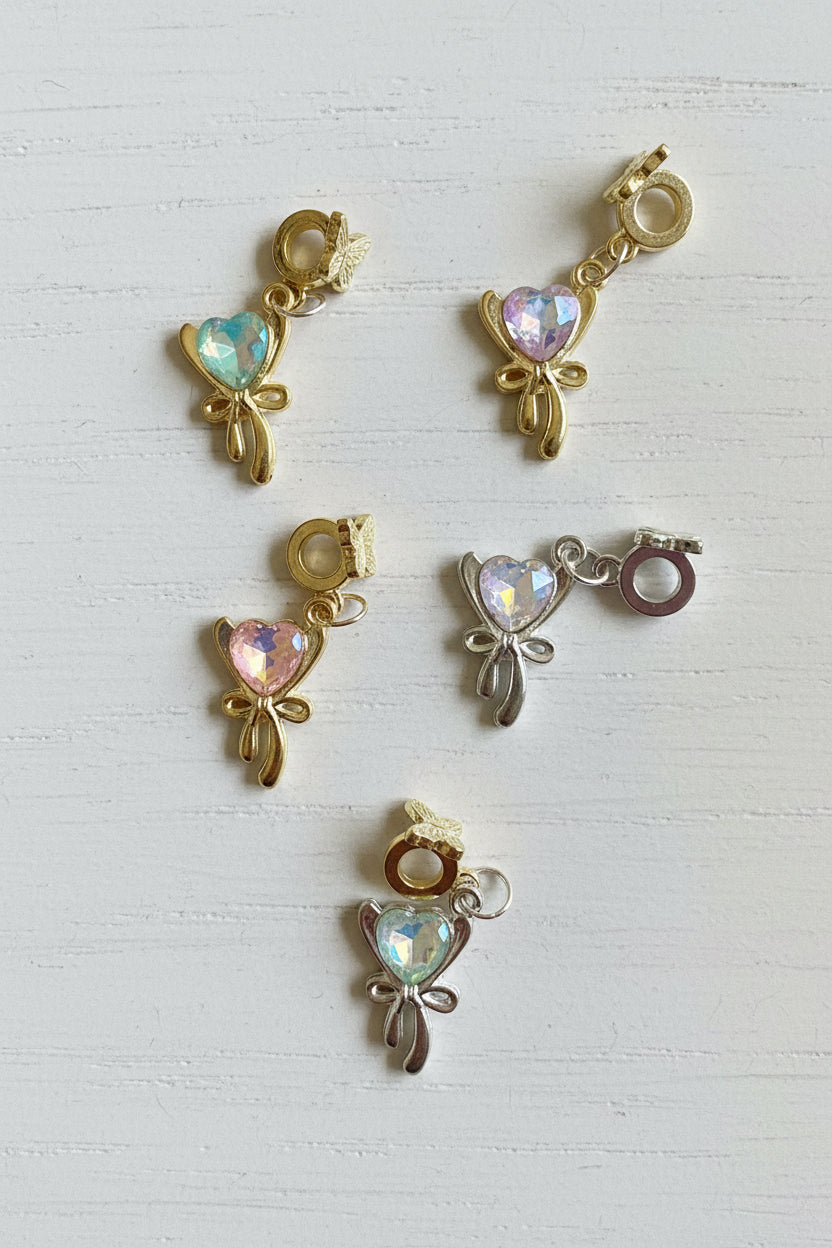 Metal Heart Bow Bail Beads - sold individually