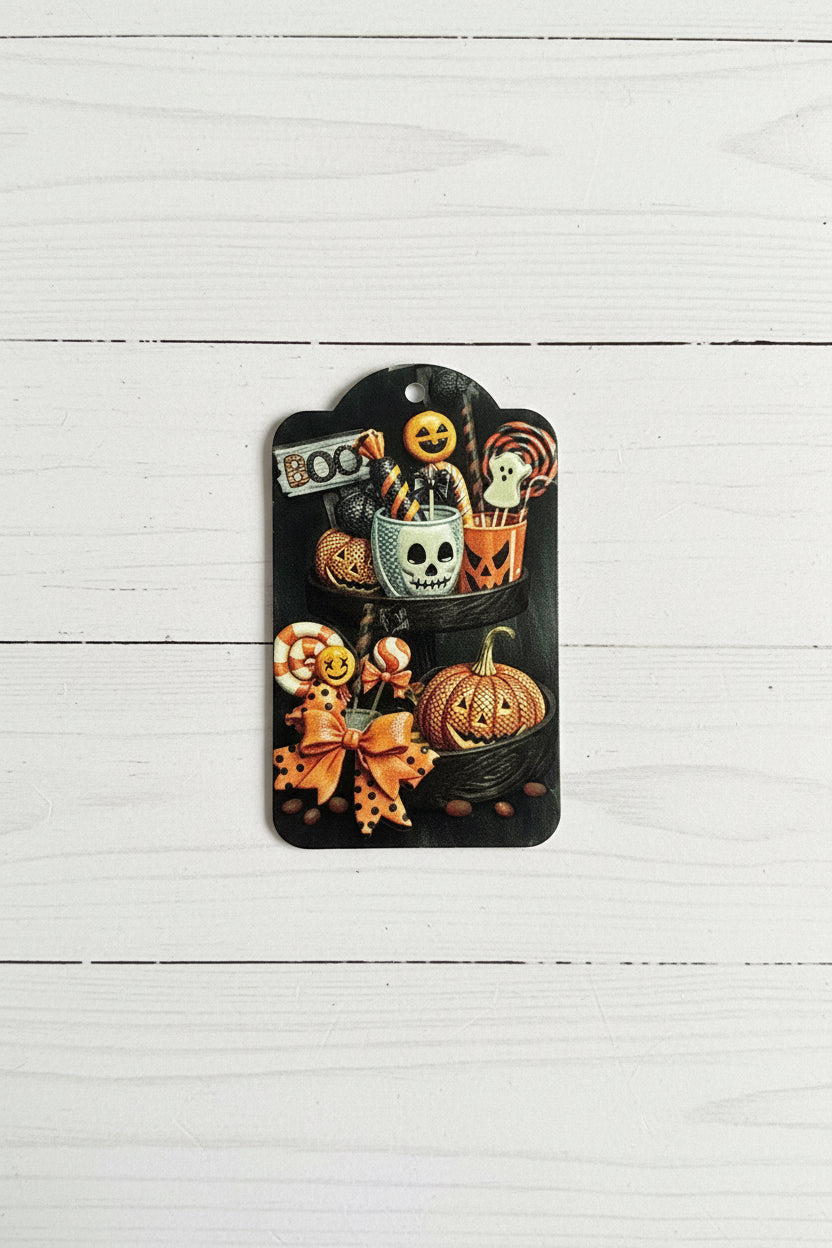 Halloween acrylic tag pendant for keychains in spooky design – sold individually