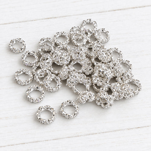 12 mm metal fancy flower spacers, pack of 10.