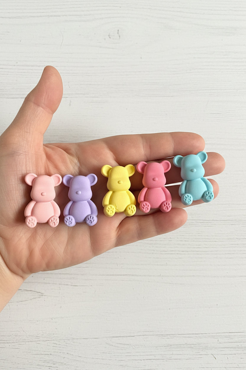 Silicone Touch Acrylic Teddy Bear Beads - sold individually