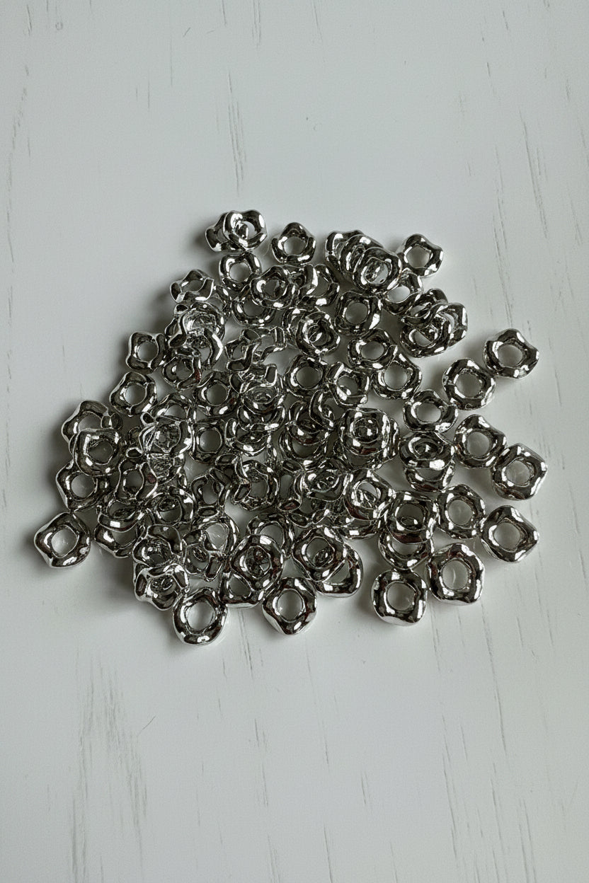 16mm Acrylic Silver Wavy Spacers - pack of 10