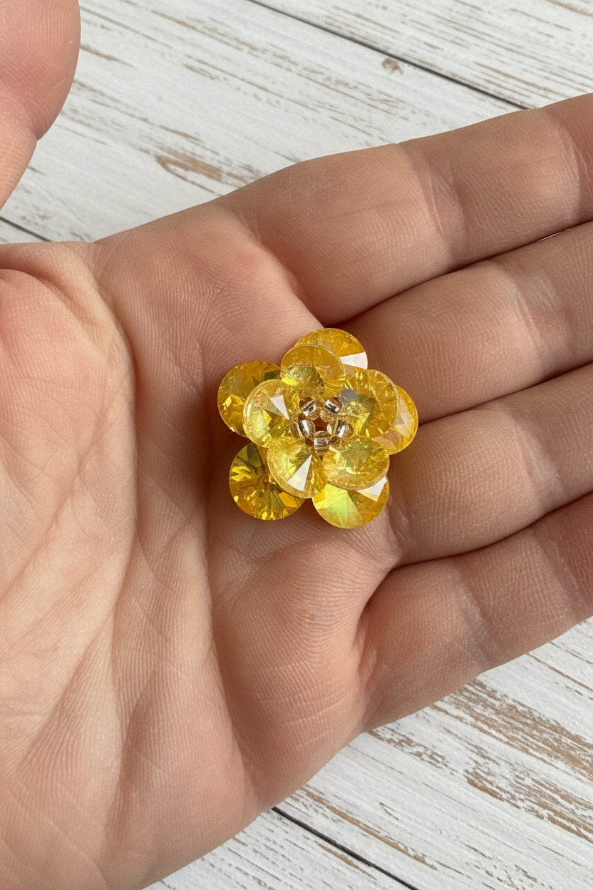 Handmade Glass Flower Beads - Solid Colours