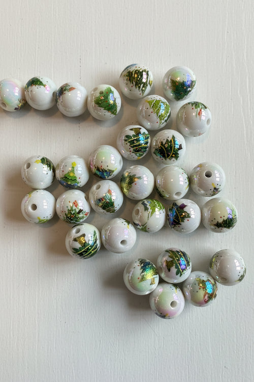 16mm Christmas tree beads for jewellery making, pack of 5