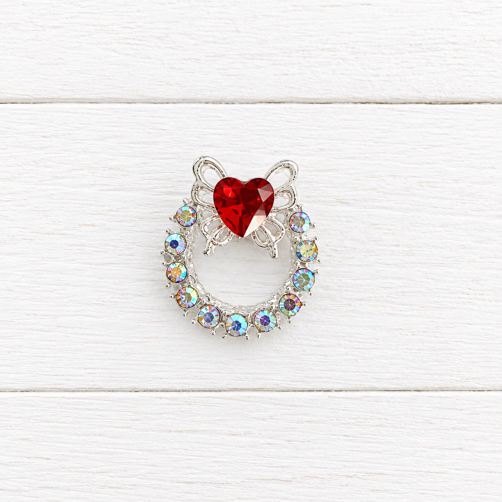 Butterfly heart metal wreath fancy bead, sold individually.