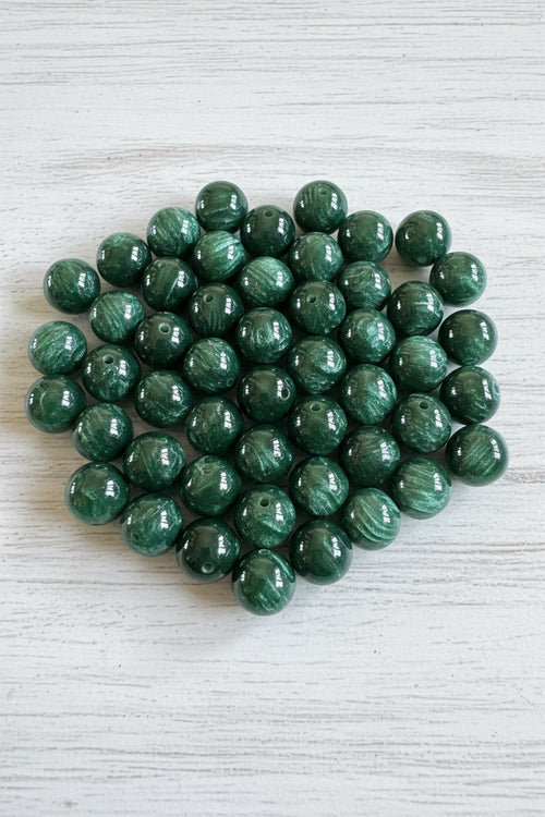 16mm dark green galaxy resin beads, pack of 5, for pen making keychains and jewellery
