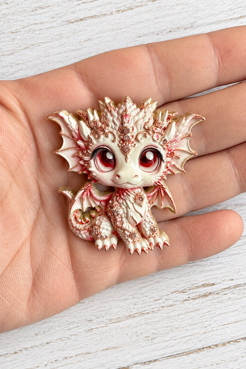 Large cute dragon metal flat-back cabochon for craft projects, sold individually