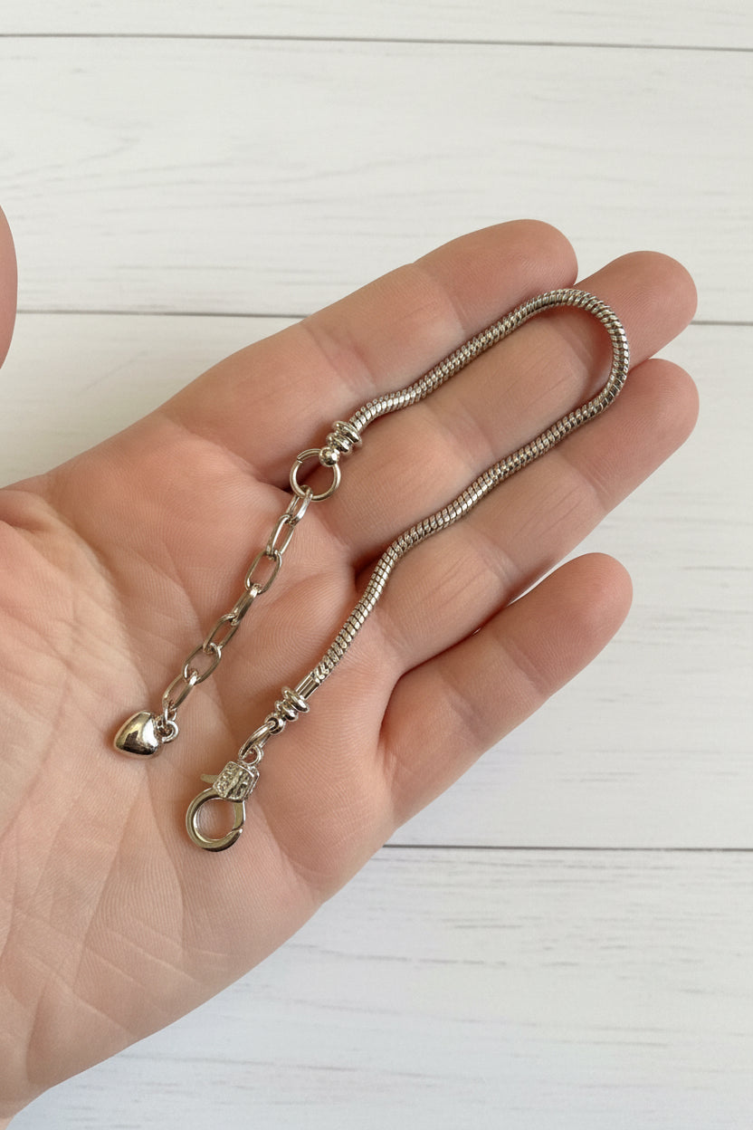Blank keychain bracelet for adding charms and beads, perfect for personalised keychain making