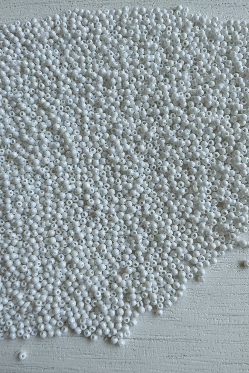 3mm White Acrylic Seed Beads 25g