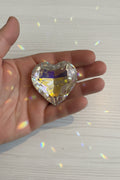 Large heart glass sun catcher pendant for jewellery making and craft projects