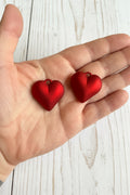 Acrylic Red Heart Pendants Silk Touch - pack of 2