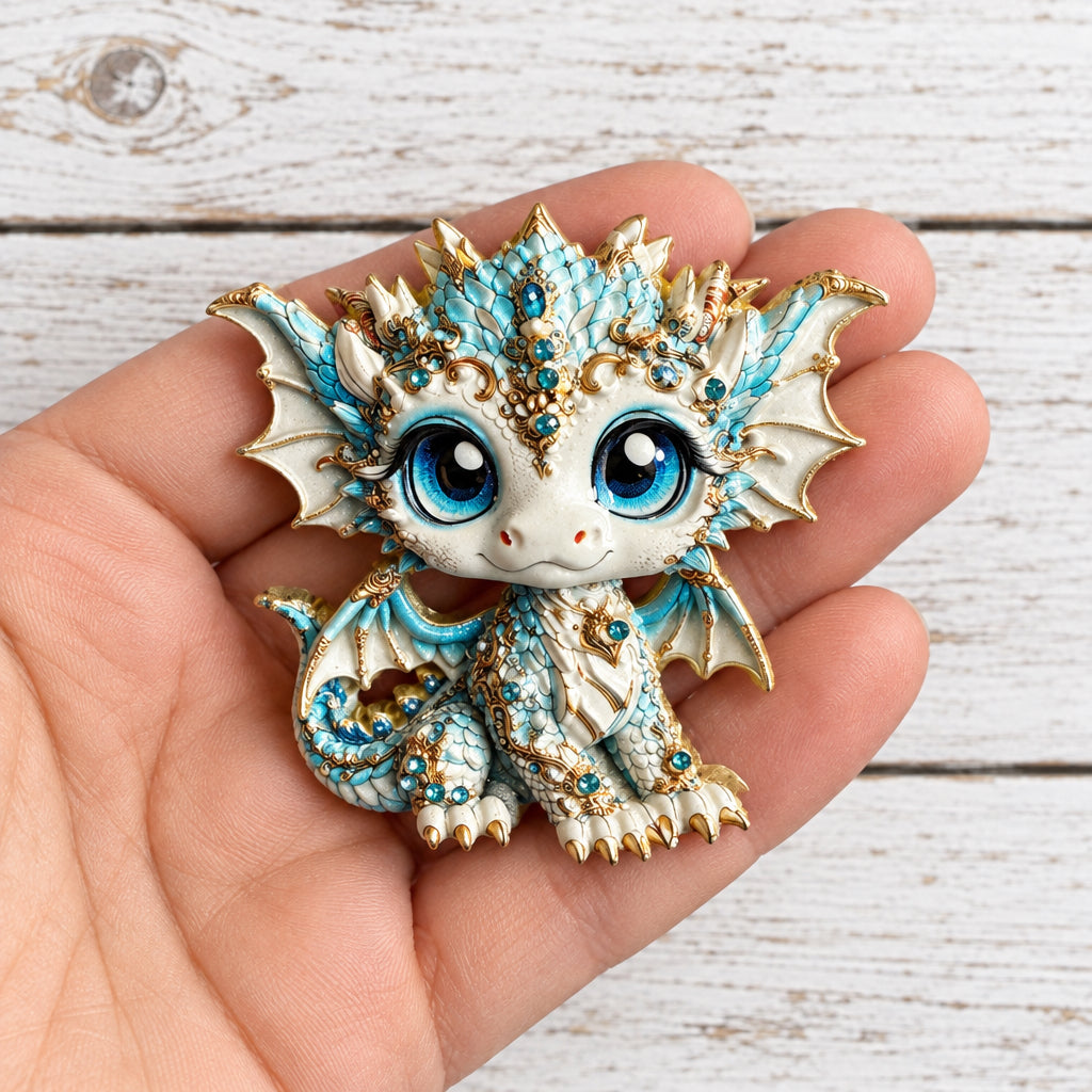 Large cute dragon metal flat-back cabochon for craft projects, sold individually