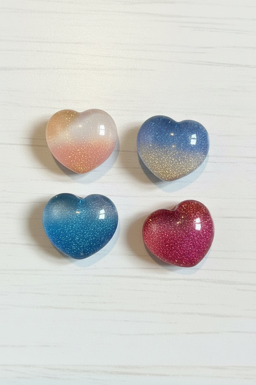 25mm flatback resin glitter heart cabochon for crafts – Kingyscrafts